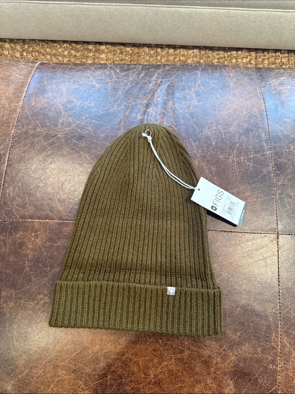 FIGS Olive Ribbed Knit Beanie - Picture 1 of 1
